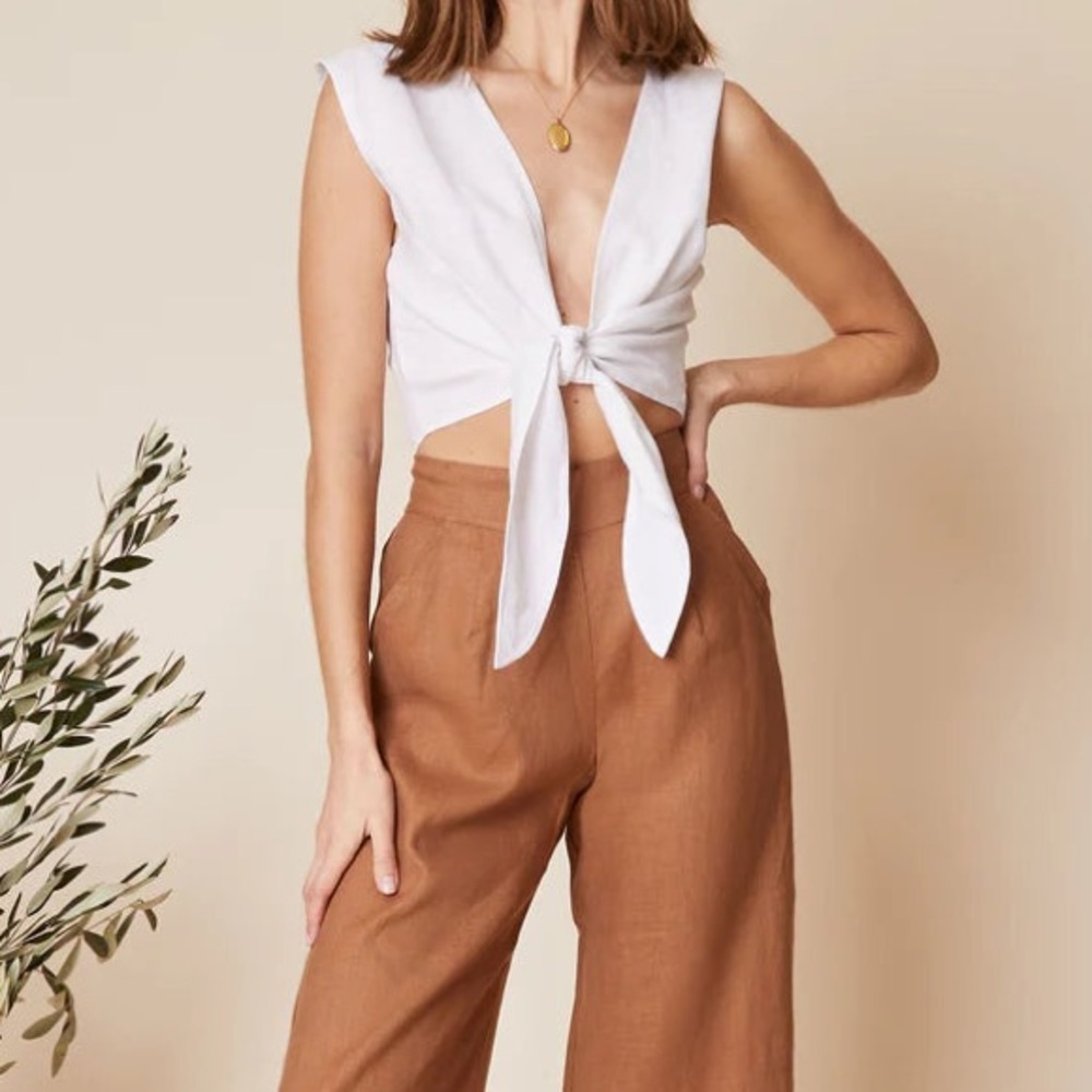 NWT Whimsy + Row Valentina Top, White Linen